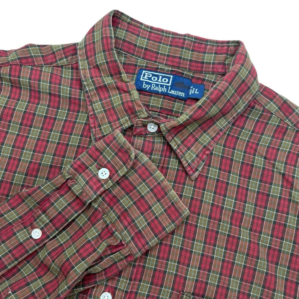 Polo Ralph Lauren Classic Button Down Shirt Men's Large‎ Tartan Plaid Preppy
